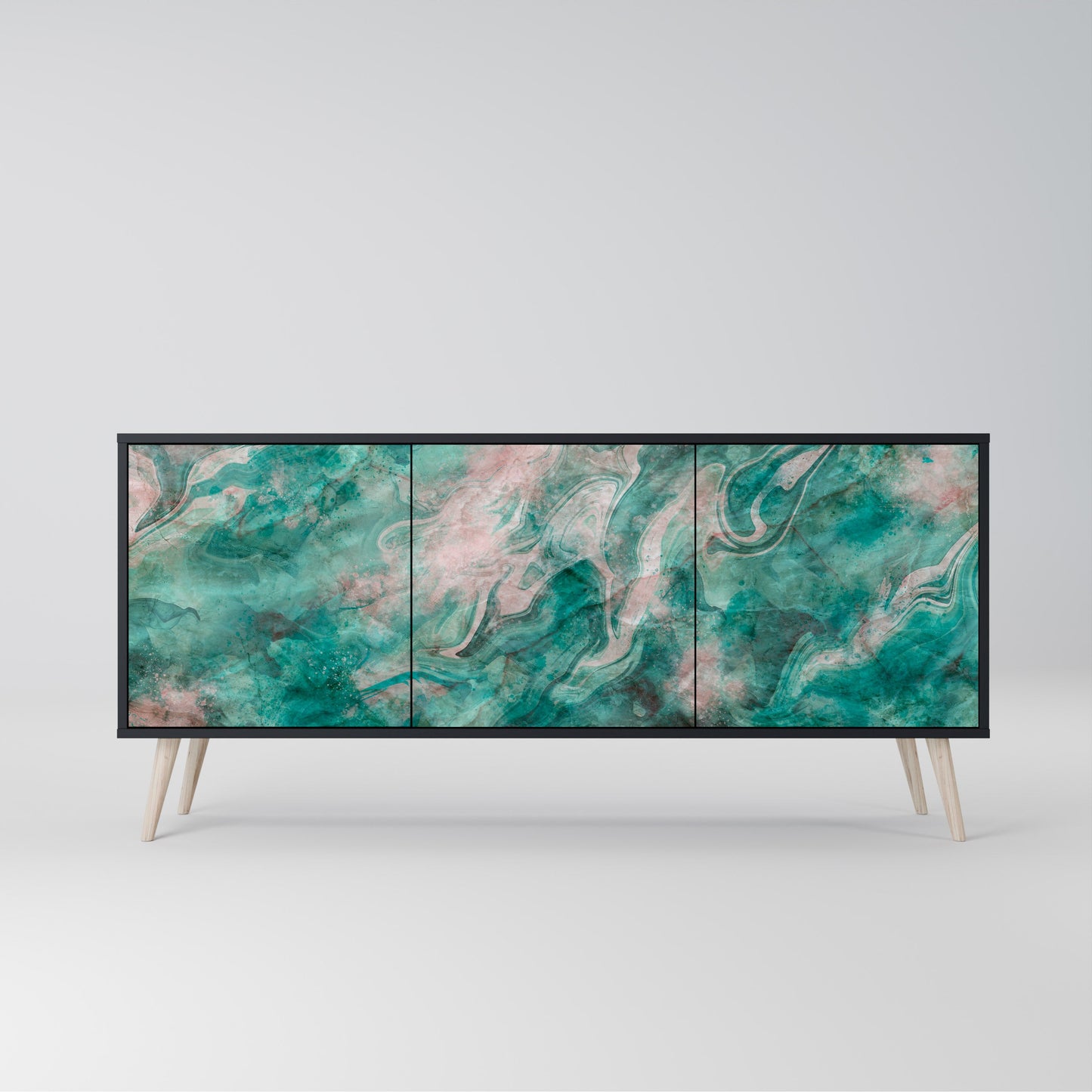 ABSTRACT ALCHEMY Madia a 3 Ante in Finitura Nera