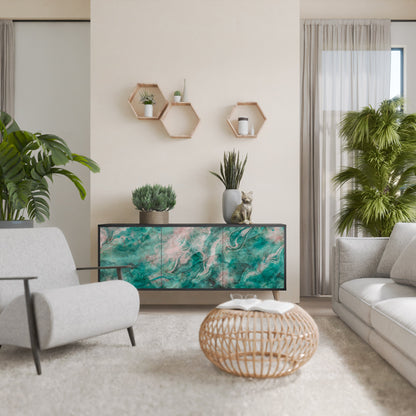 ABSTRACT ALCHEMY Madia a 3 Ante in Finitura Nera