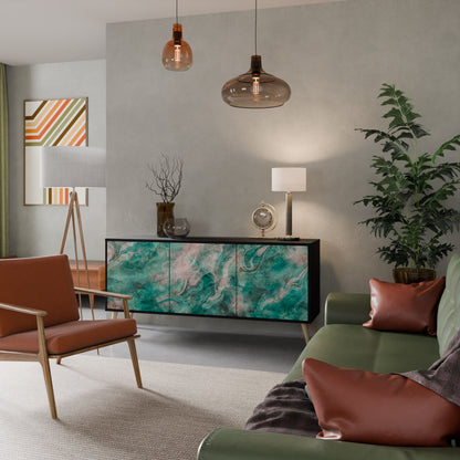 ABSTRACT ALCHEMY Madia a 3 Ante in Finitura Nera