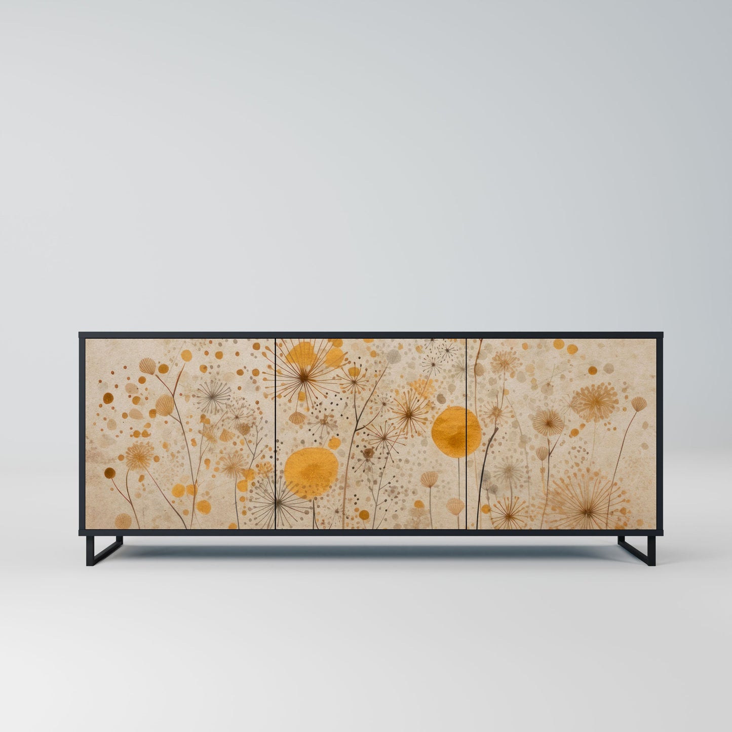 MORNING GLADE 3-Door Sideboard in Black Finish