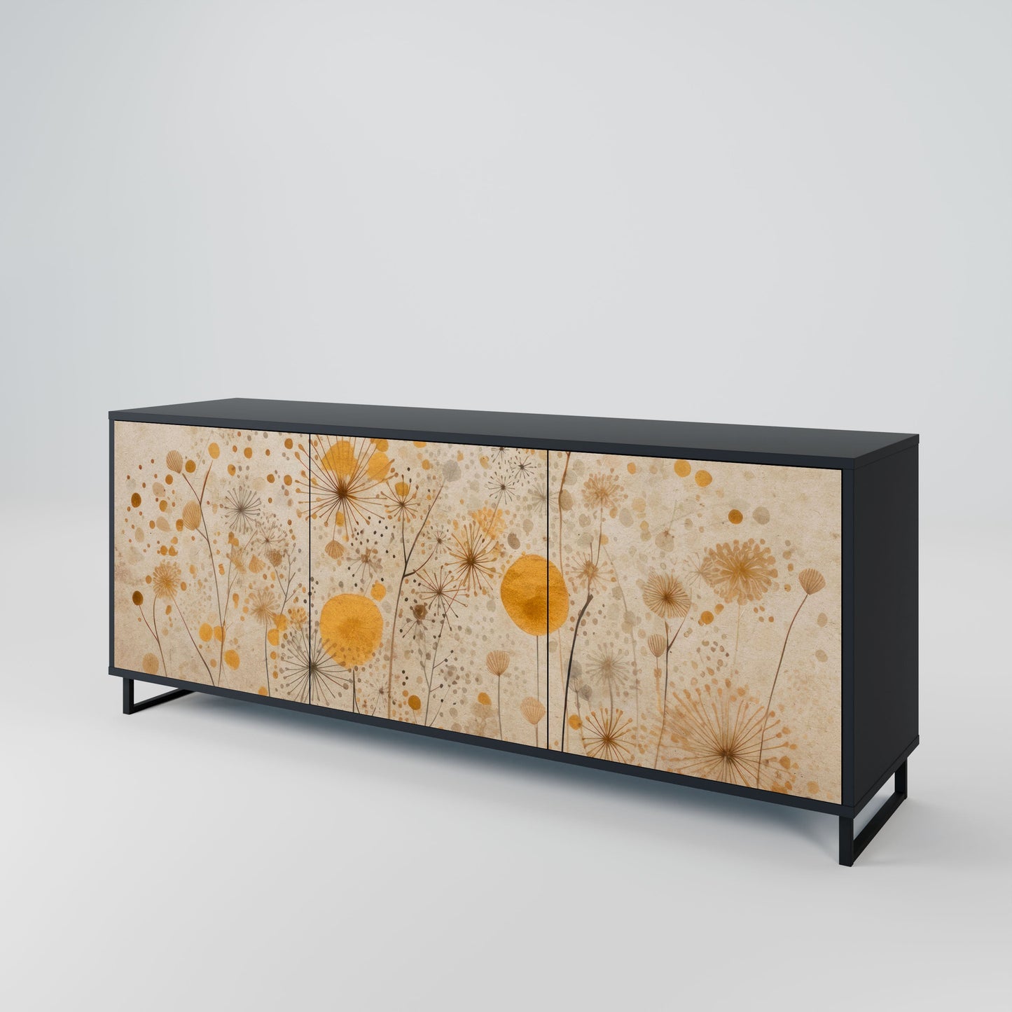 MORNING GLADE 3-Door Sideboard in Black Finish