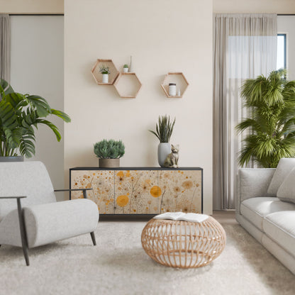 MORNING GLADE 3-Door Sideboard in Black Finish