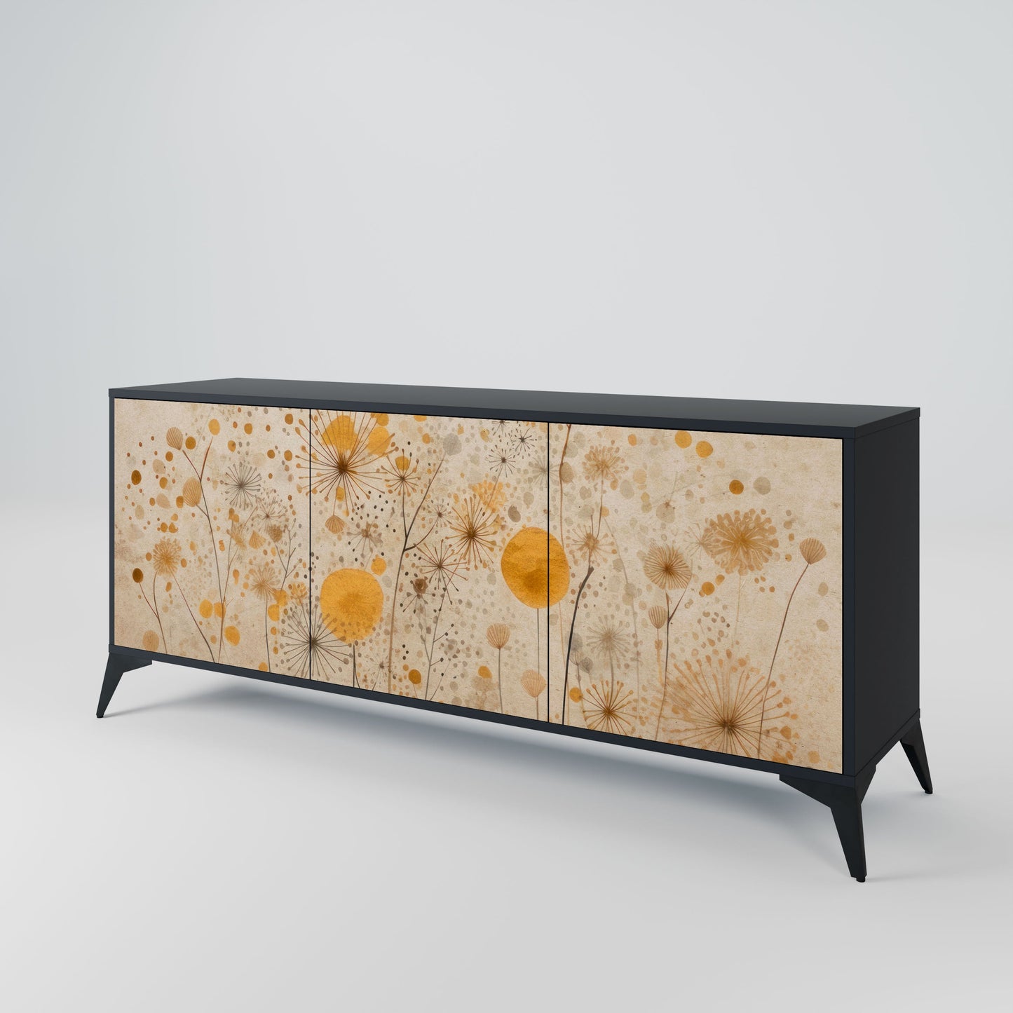 MORNING GLADE 3-Door Sideboard in Black Finish