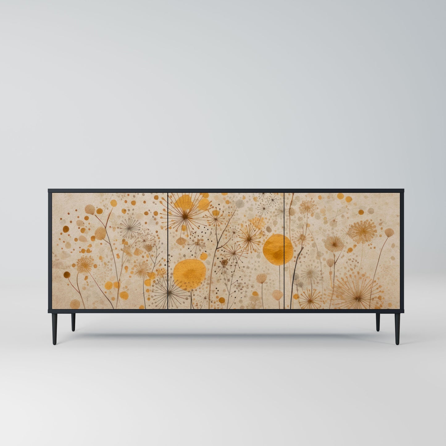 MORNING GLADE 3-Door Sideboard in Black Finish