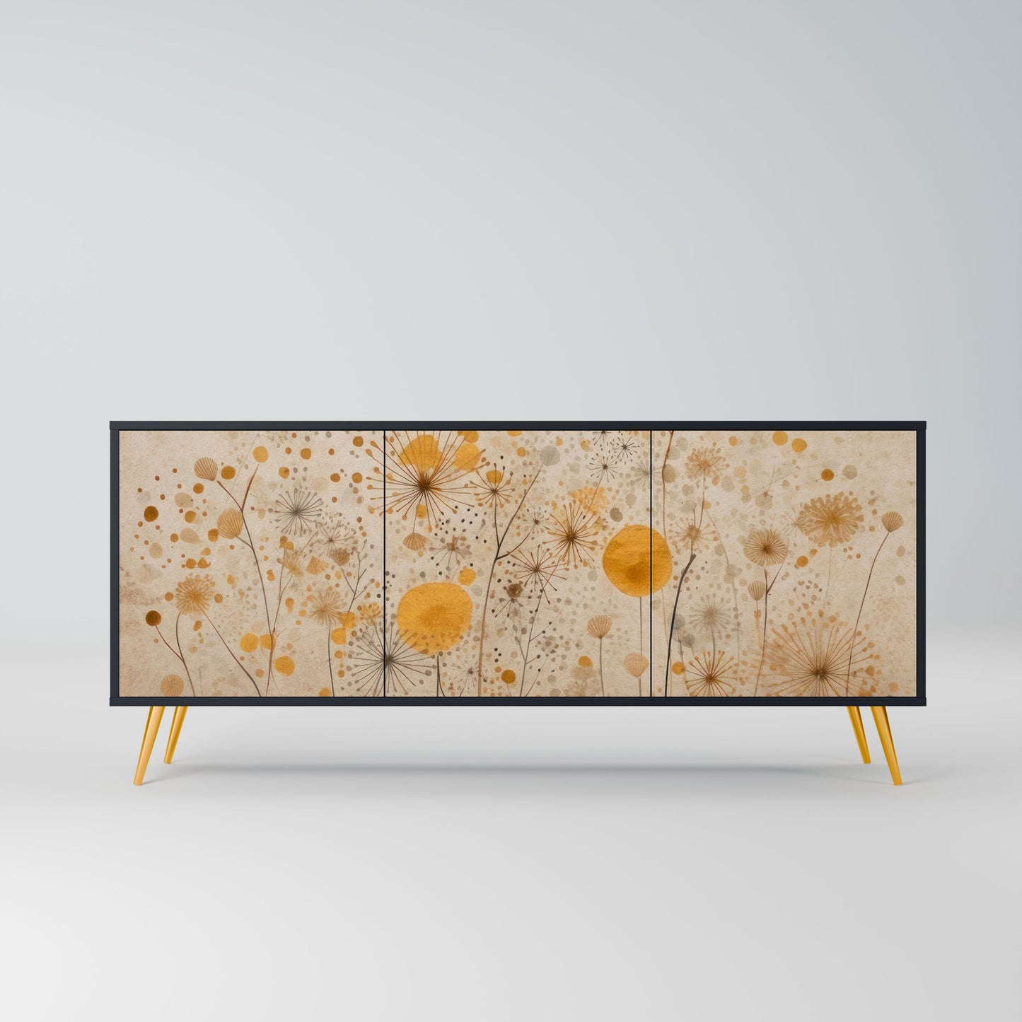 MORNING GLADE 3-Door Sideboard in Black Finish