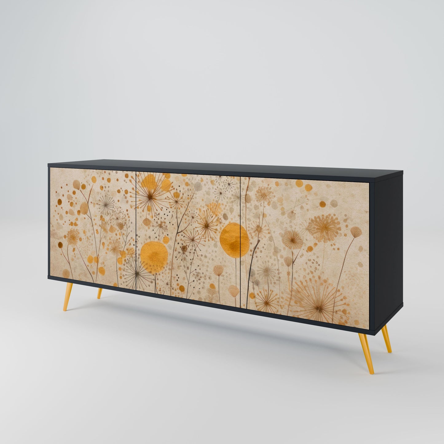 MORNING GLADE 3-Door Sideboard in Black Finish