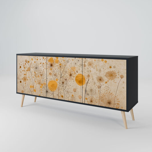 MORNING GLADE 3-Door Sideboard in Black Finish