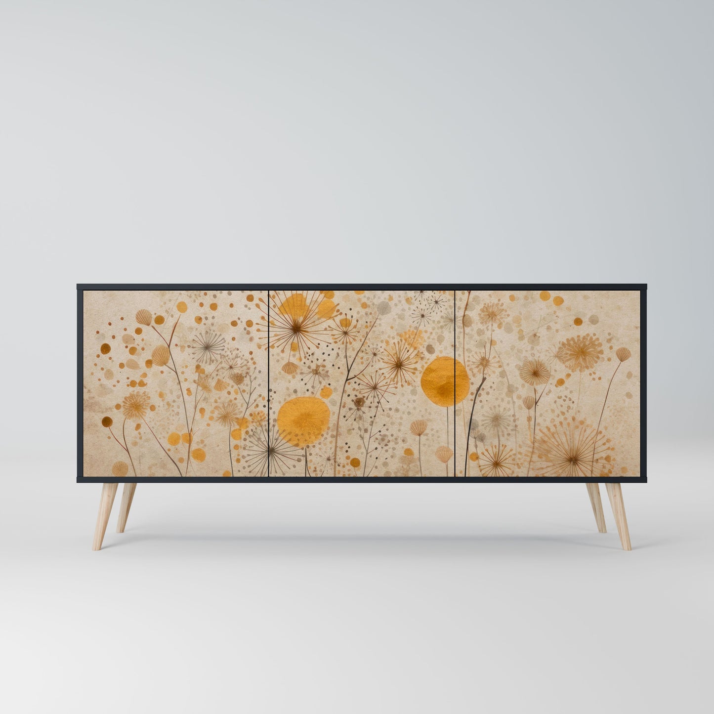 MORNING GLADE 3-Door Sideboard in Black Finish