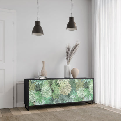 SUCCULENT CLUSTER 3-Door Sideboard in Black Finish