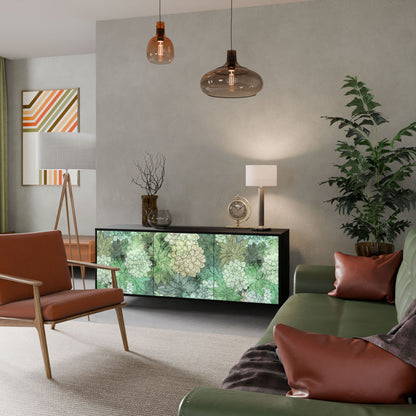 SUCCULENT CLUSTER 3-Door Sideboard in Black Finish