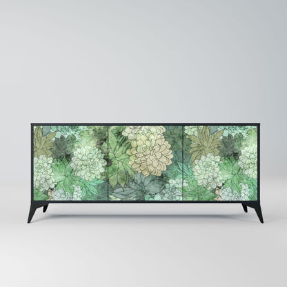 SUCCULENT CLUSTER 3-Door Sideboard in Black Finish