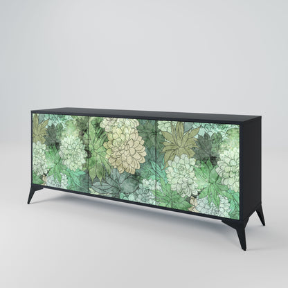 SUCCULENT CLUSTER 3-Door Sideboard in Black Finish