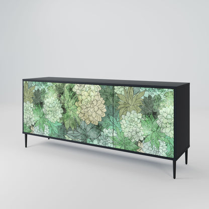 SUCCULENT CLUSTER 3-Door Sideboard in Black Finish