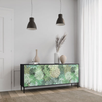 SUCCULENT CLUSTER 3-Door Sideboard in Black Finish