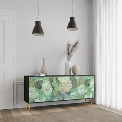 SUCCULENT CLUSTER 3-Door Sideboard in Black Finish