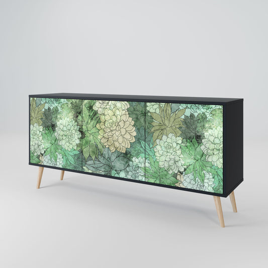 SUCCULENT CLUSTER 3-Door Sideboard in Black Finish