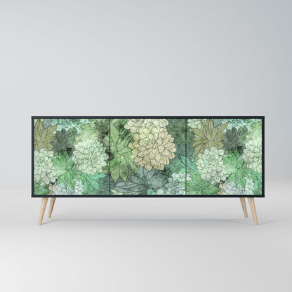 SUCCULENT CLUSTER 3-Door Sideboard in Black Finish