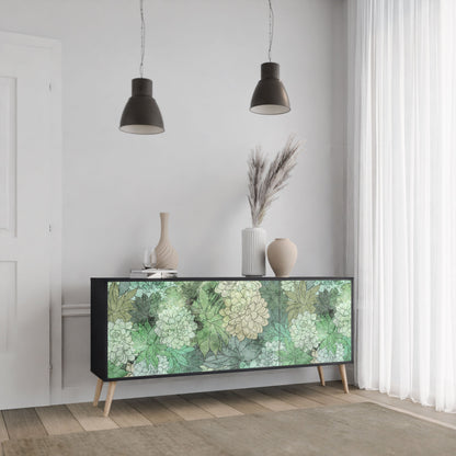 SUCCULENT CLUSTER 3-Door Sideboard in Black Finish
