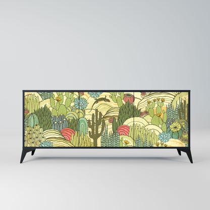SUCCULENTS KALEIDOSCOPE 3-Door Sideboard in Black Finish
