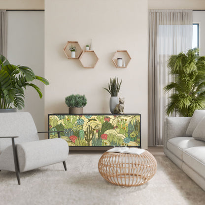 SUCCULENTS KALEIDOSCOPE 3-Door Sideboard in Black Finish