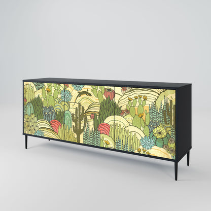 SUCCULENTS KALEIDOSCOPE 3-Door Sideboard in Black Finish