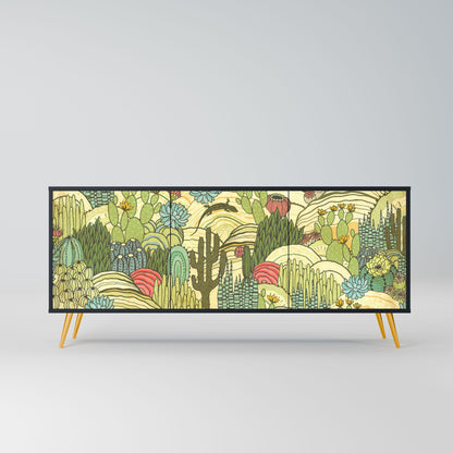 SUCCULENTS KALEIDOSCOPE 3-Door Sideboard in Black Finish