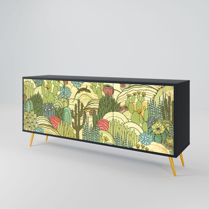 SUCCULENTS KALEIDOSCOPE 3-Door Sideboard in Black Finish