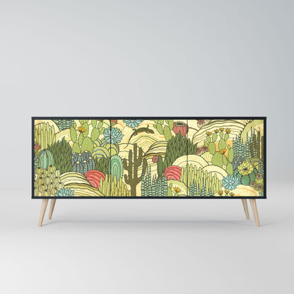 SUCCULENTS KALEIDOSCOPE 3-Door Sideboard in Black Finish