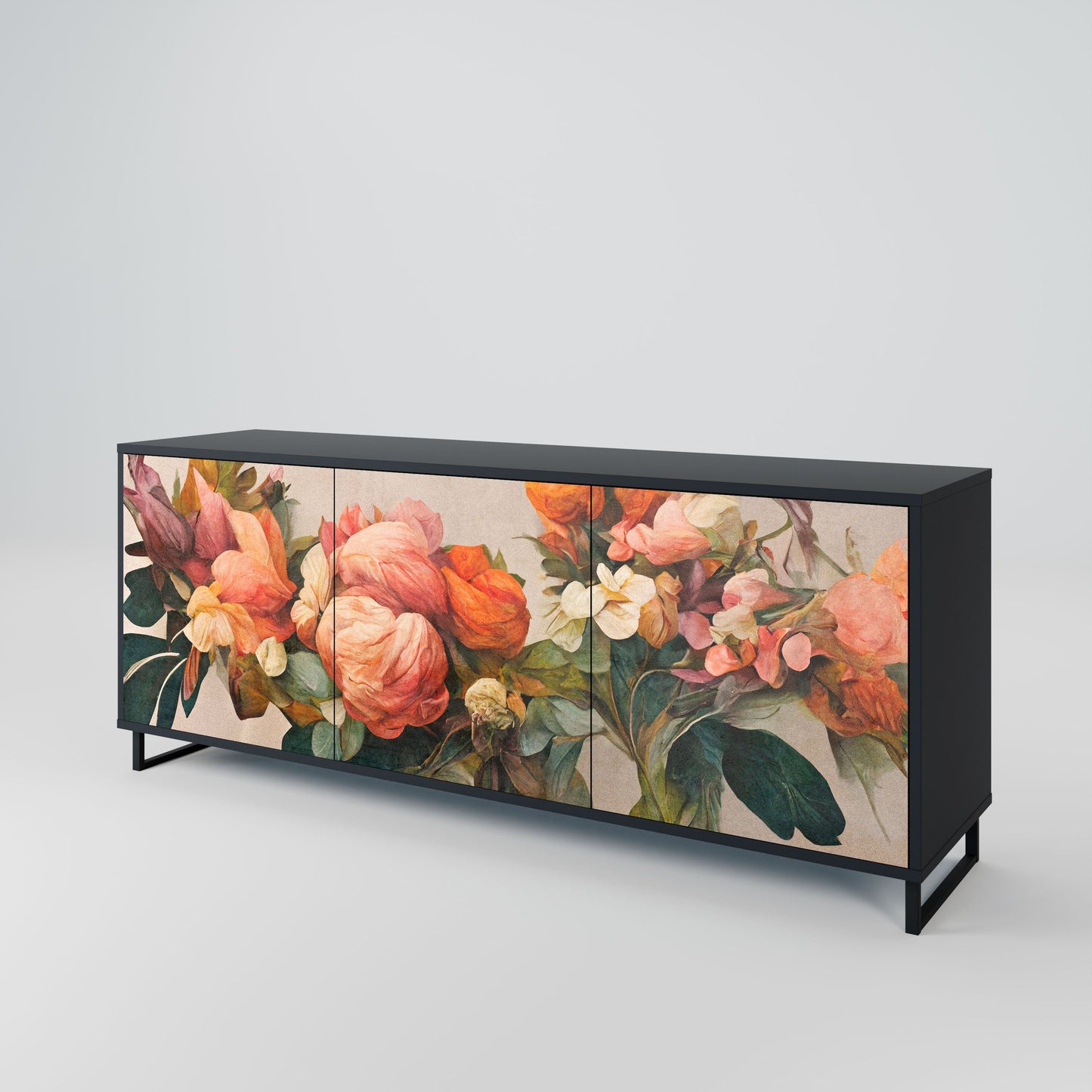 STYLISH BEAUTY 3-Door Sideboard in Black Finish