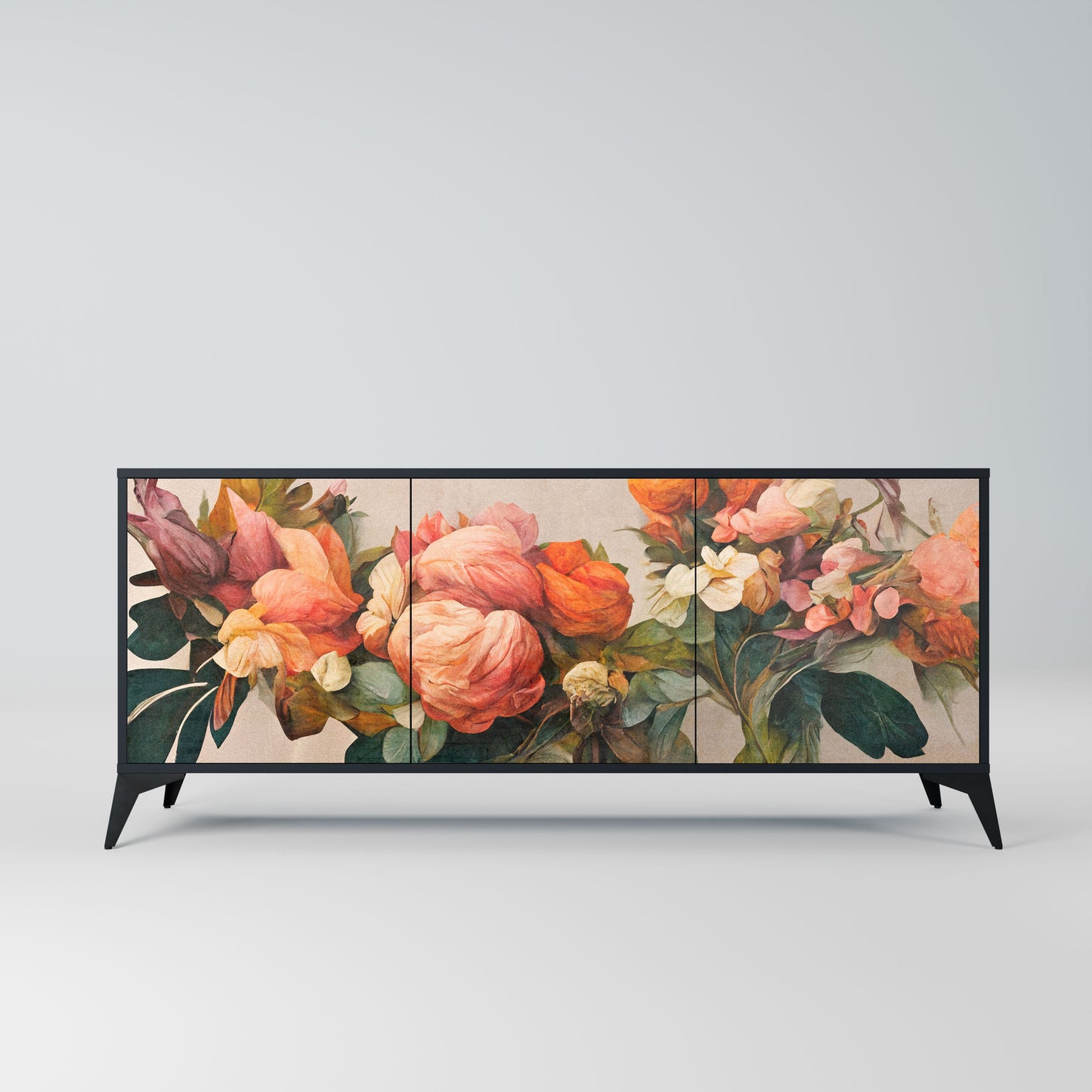 STYLISH BEAUTY 3-Door Sideboard in Black Finish