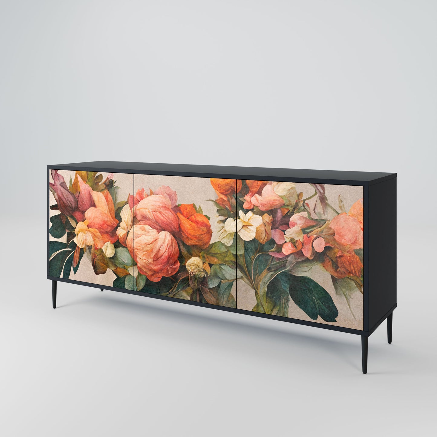 STYLISH BEAUTY 3-Door Sideboard in Black Finish