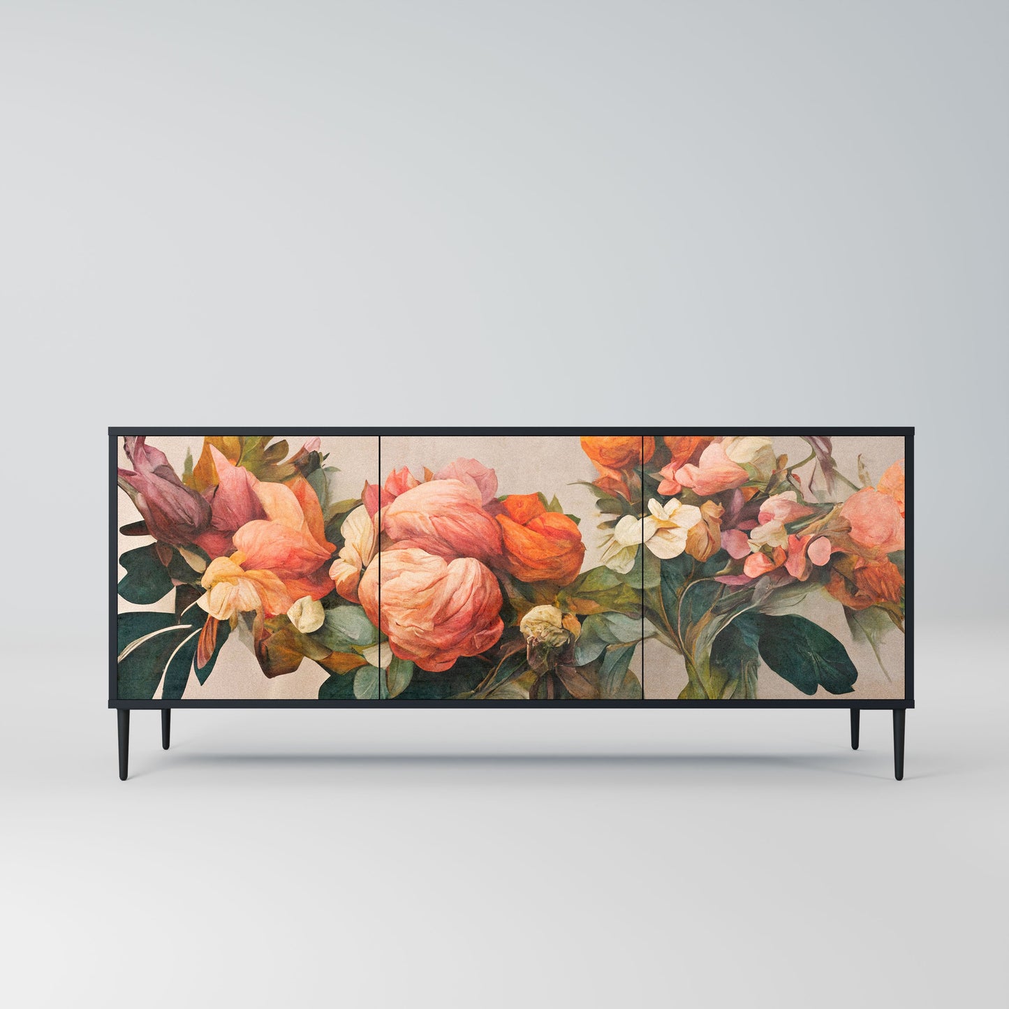 STYLISH BEAUTY 3-Door Sideboard in Black Finish