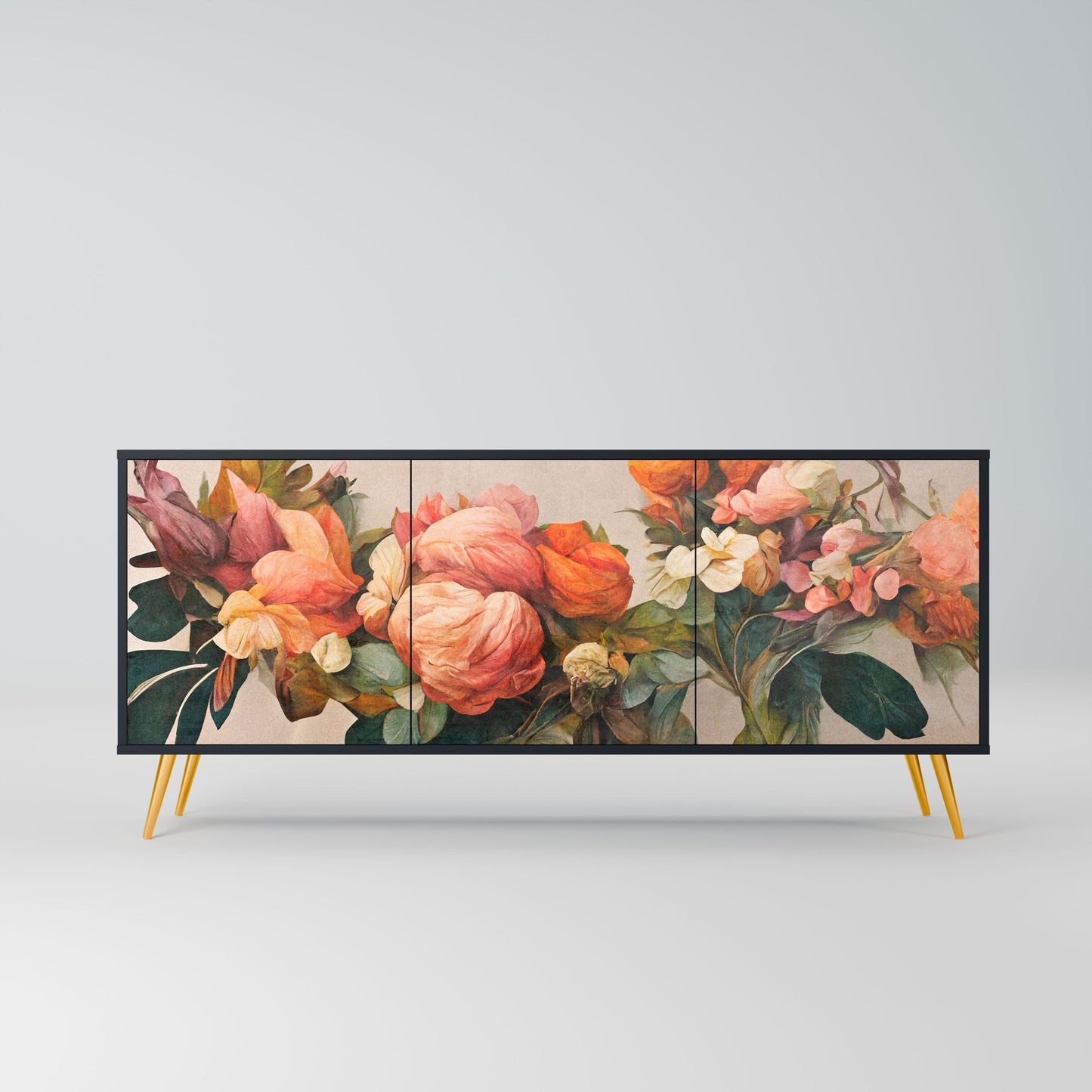 STYLISH BEAUTY 3-Door Sideboard in Black Finish