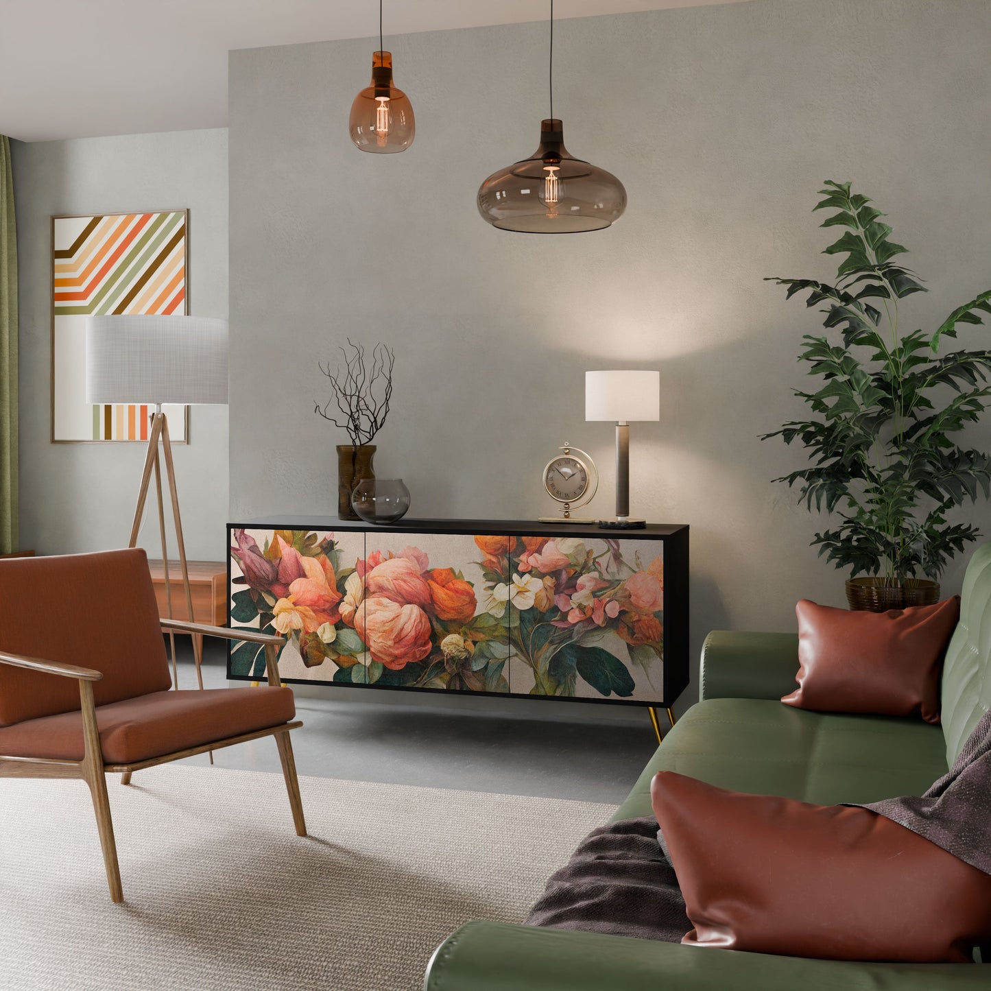 STYLISH BEAUTY 3-Door Sideboard in Black Finish