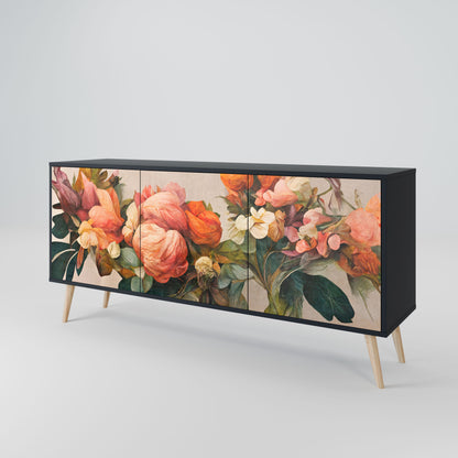 STYLISH BEAUTY 3-Door Sideboard in Black Finish