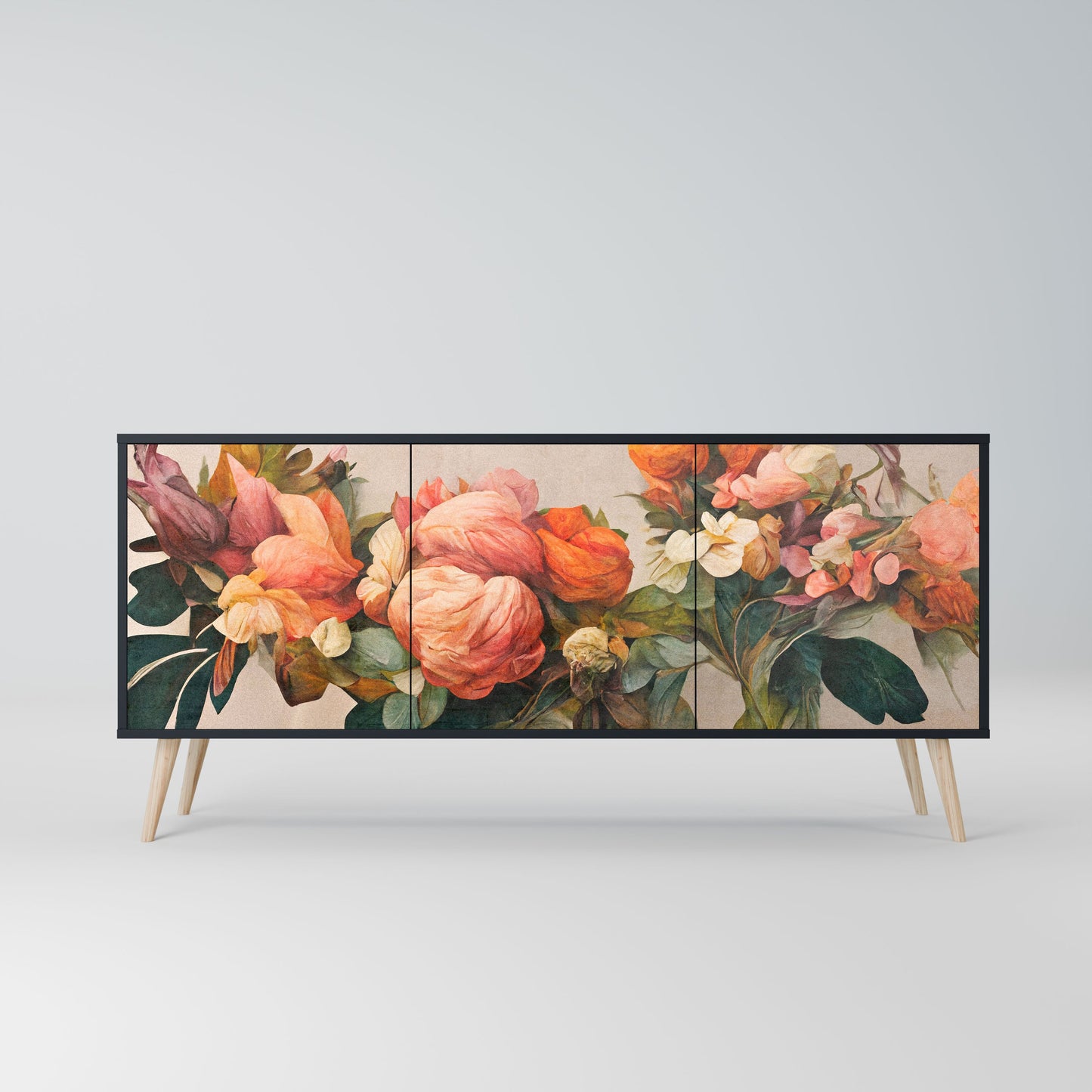 STYLISH BEAUTY 3-Door Sideboard in Black Finish