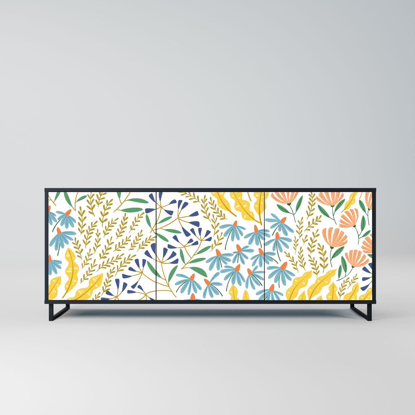 HELLO SPRING 3-Door Sideboard in Black Finish