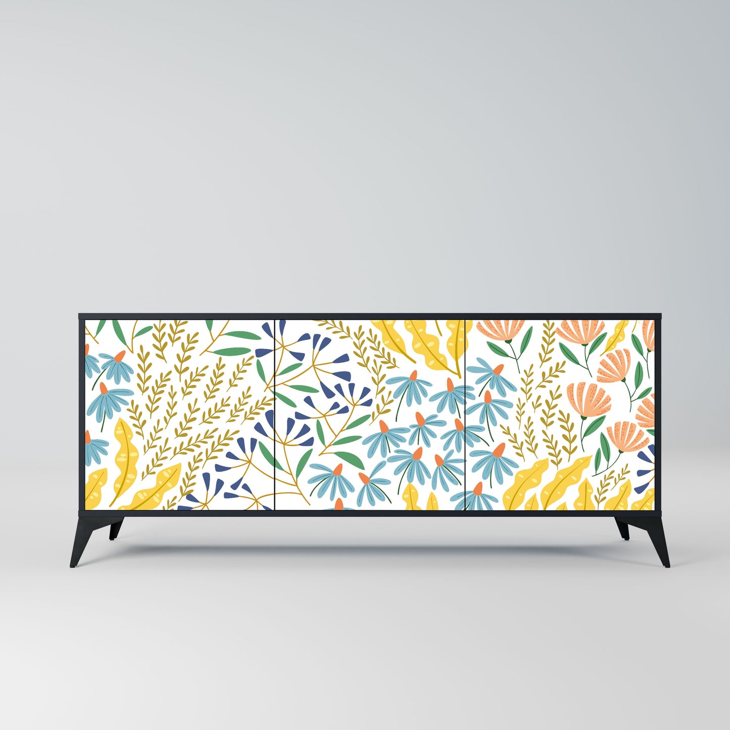 HELLO SPRING 3-Door Sideboard in Black Finish