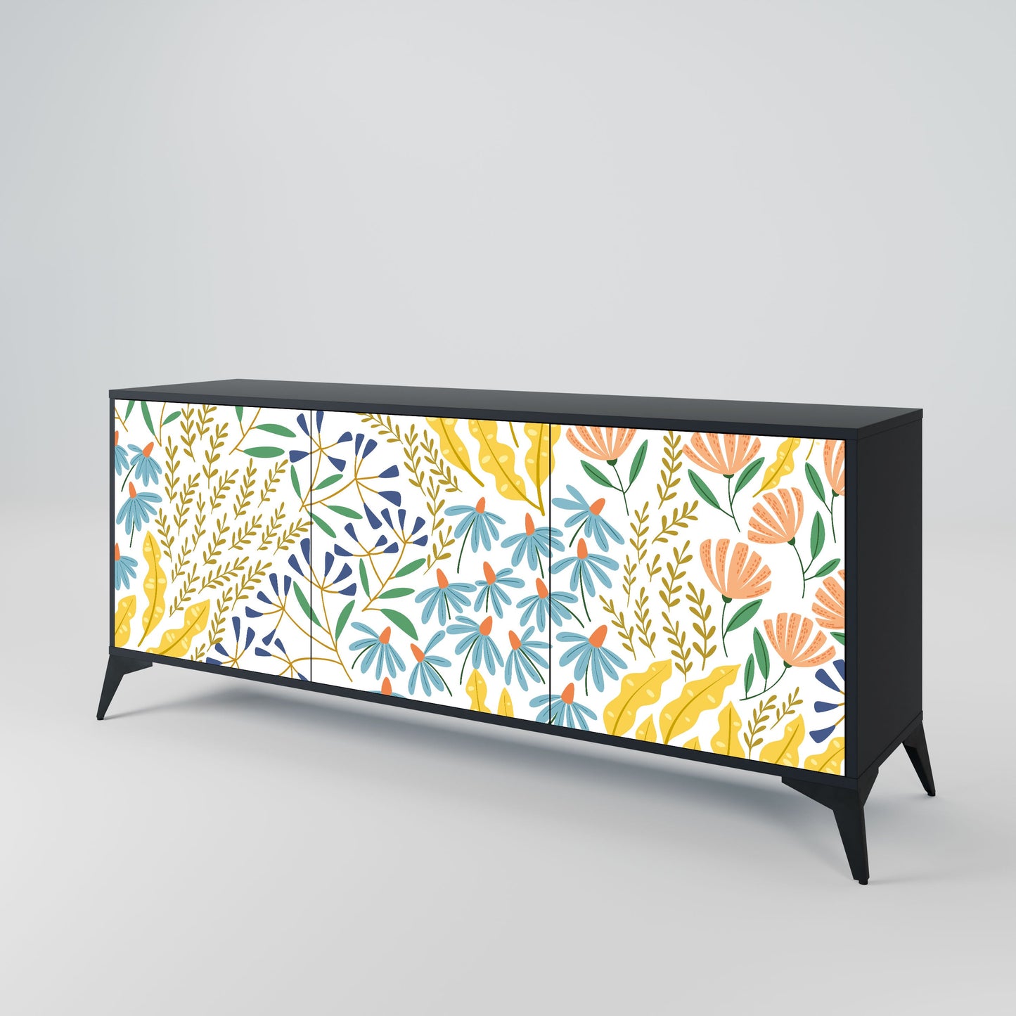 HELLO SPRING 3-Door Sideboard in Black Finish