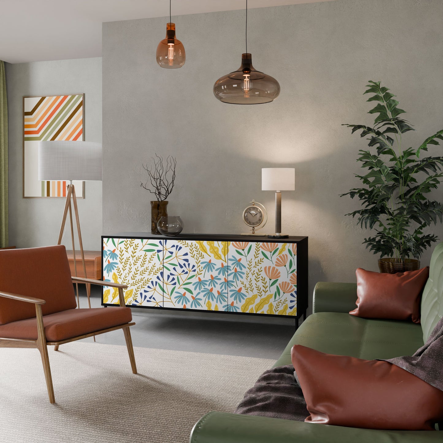 HELLO SPRING 3-Door Sideboard in Black Finish