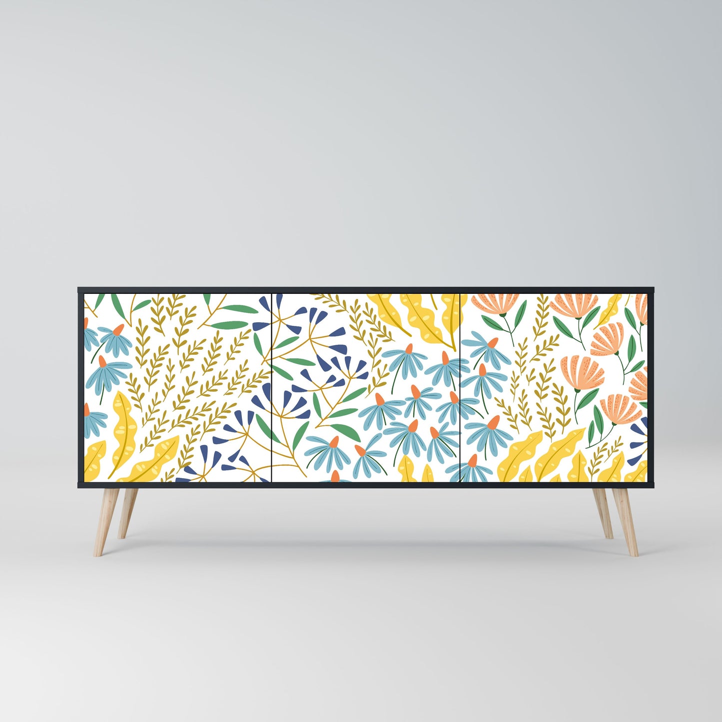 HELLO SPRING 3-Door Sideboard in Black Finish