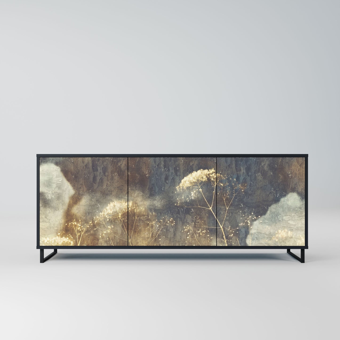 GENTLE POWER 3-Door Sideboard in Black Finish