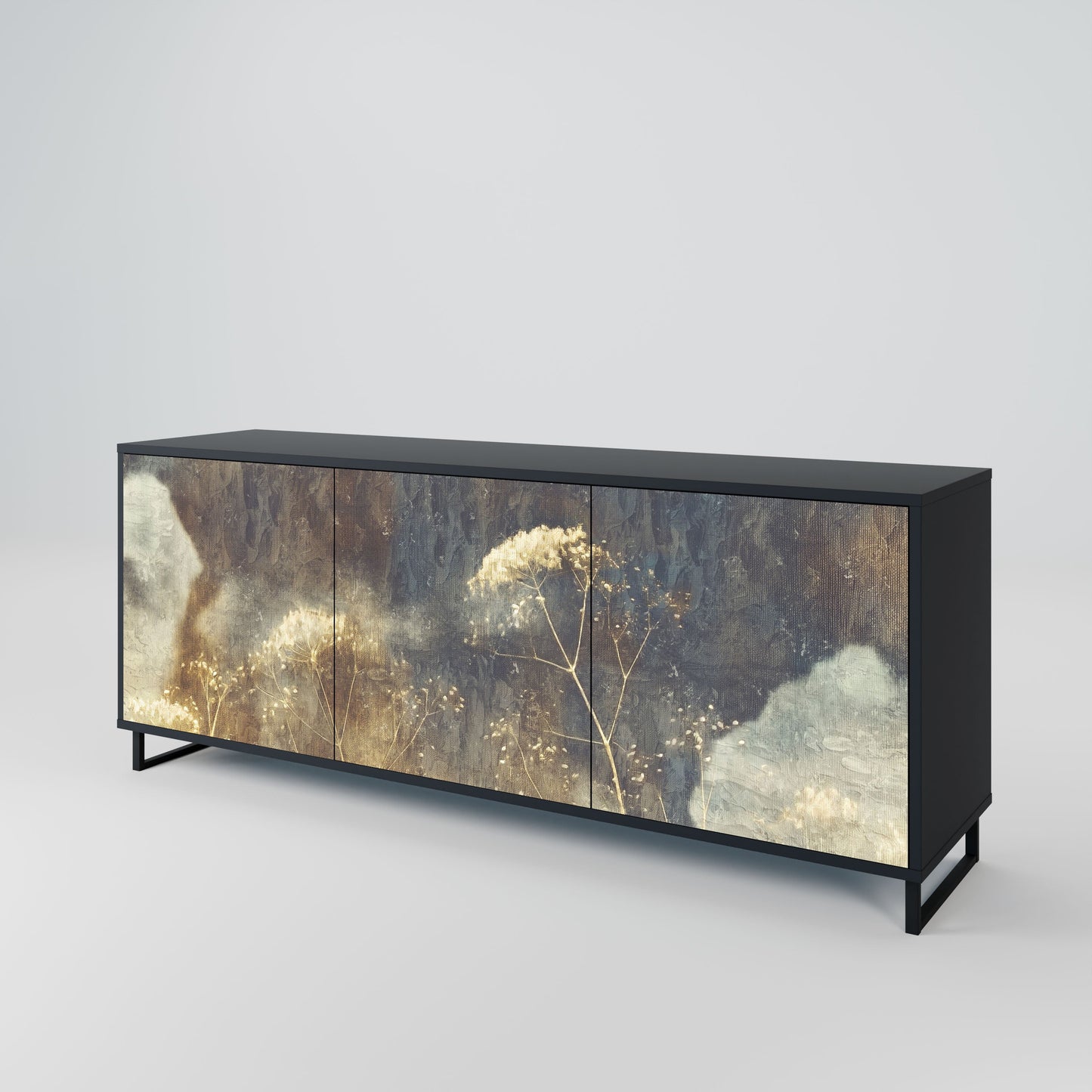 GENTLE POWER 3-Door Sideboard in Black Finish