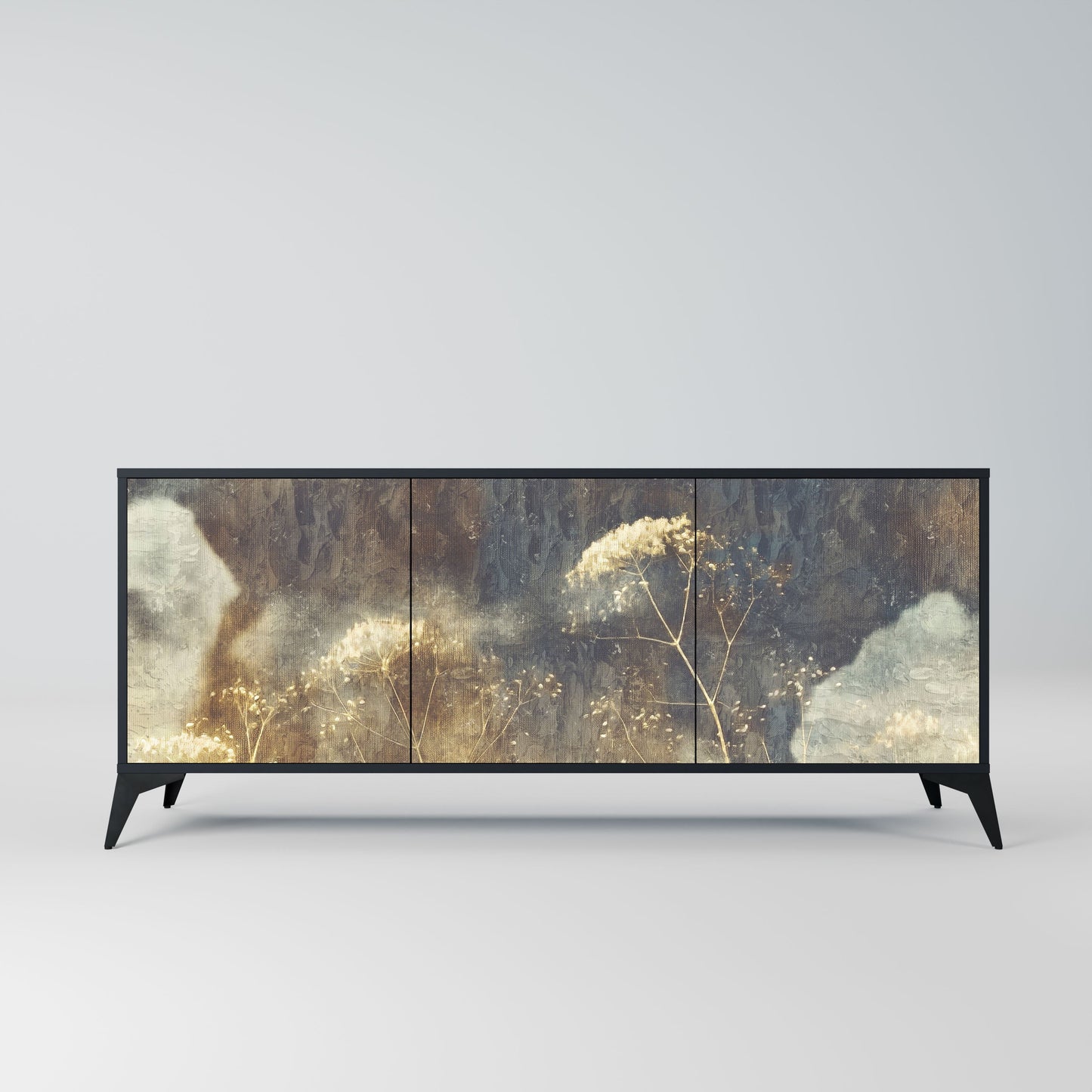 GENTLE POWER 3-Door Sideboard in Black Finish