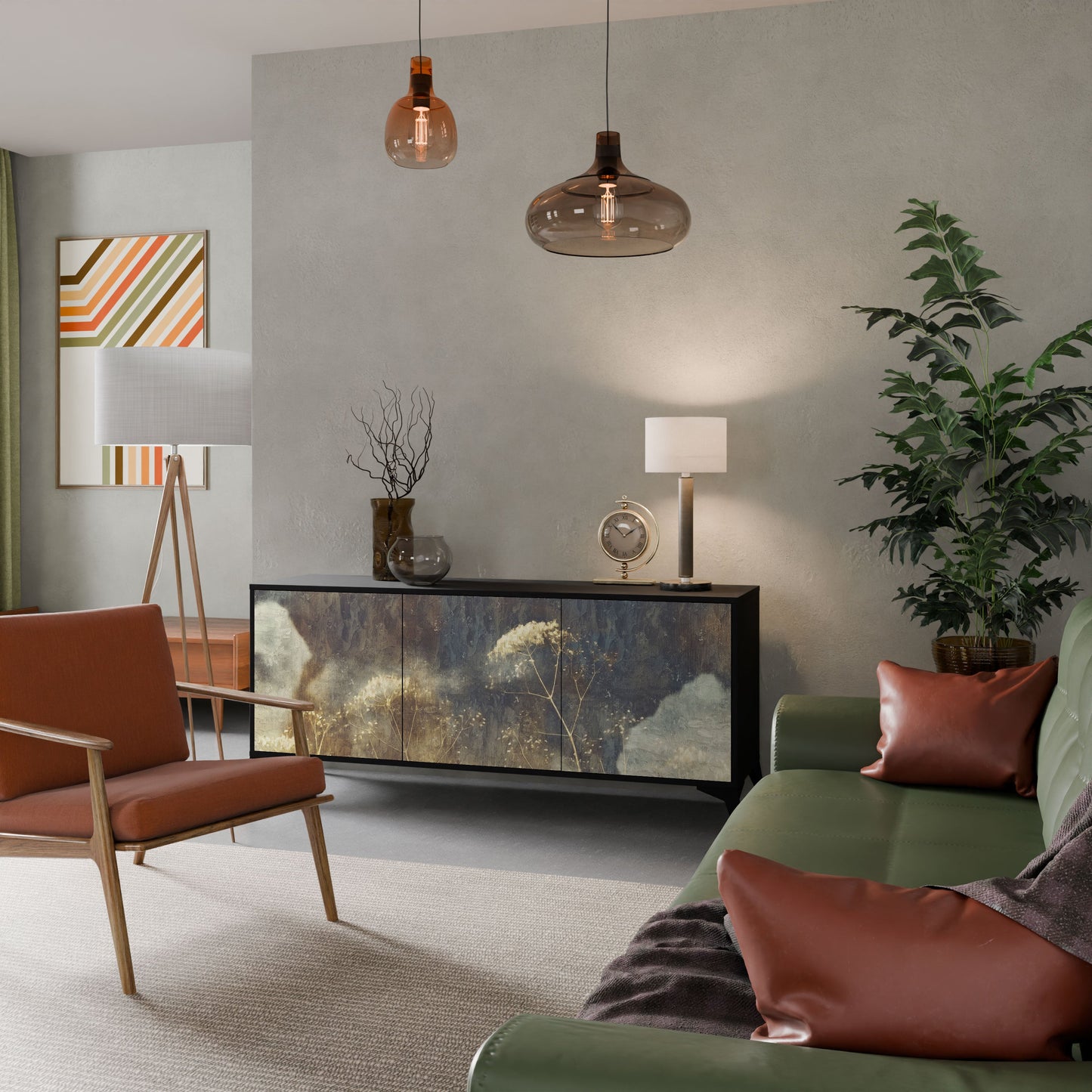 GENTLE POWER 3-Door Sideboard in Black Finish