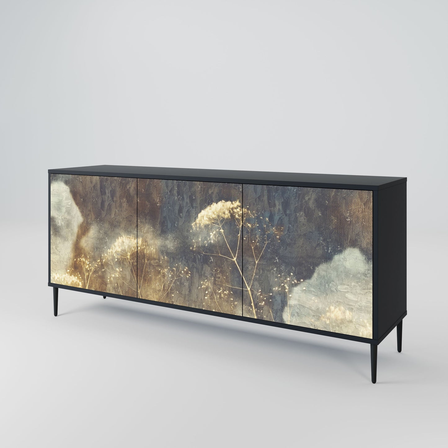 GENTLE POWER 3-Door Sideboard in Black Finish