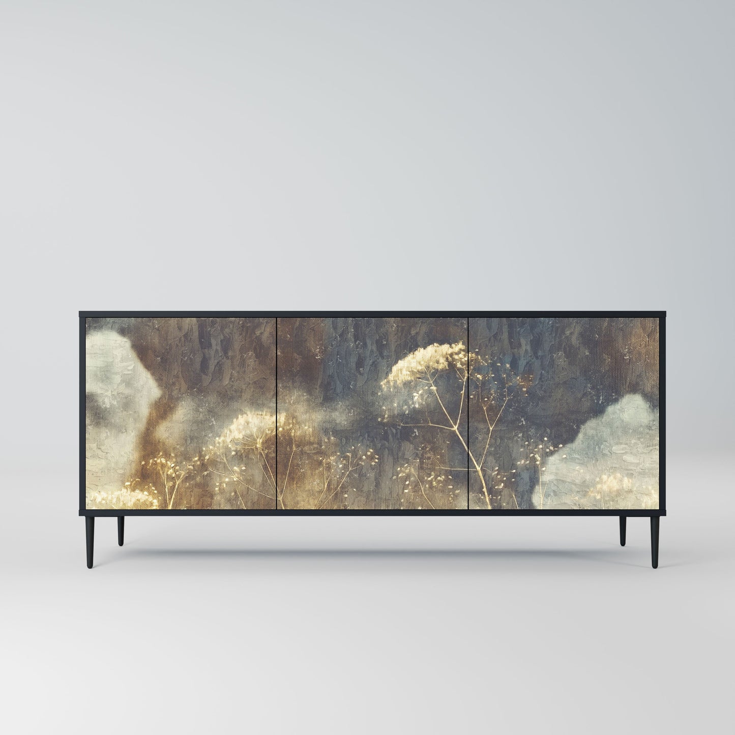 GENTLE POWER 3-Door Sideboard in Black Finish