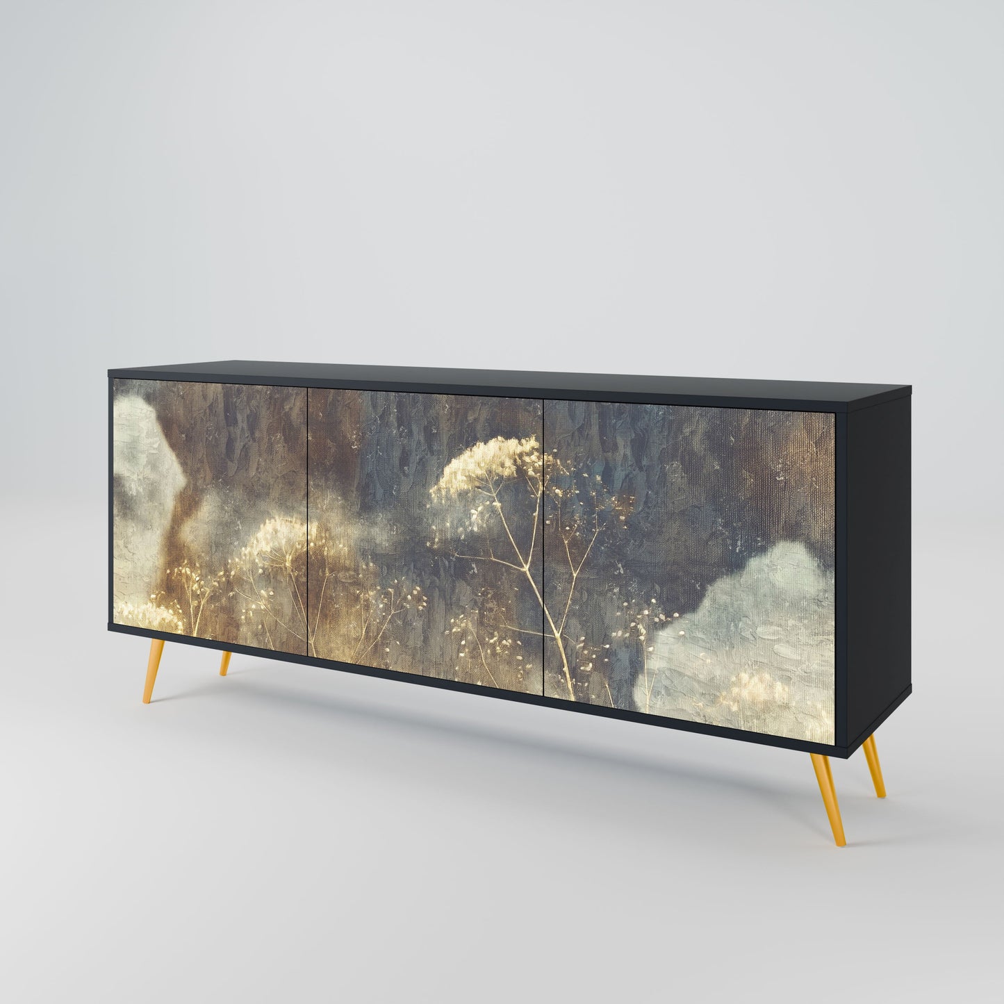 GENTLE POWER 3-Door Sideboard in Black Finish