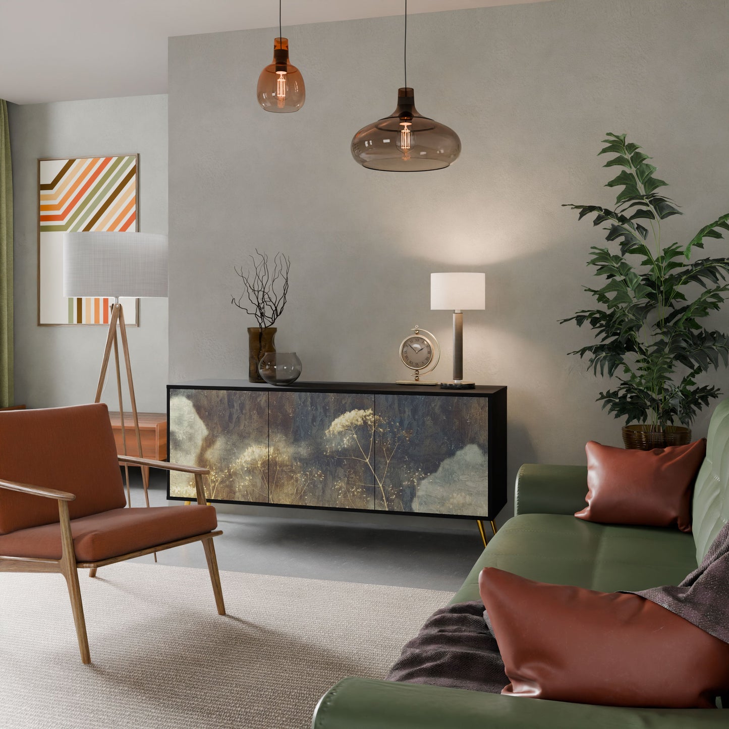 GENTLE POWER 3-Door Sideboard in Black Finish