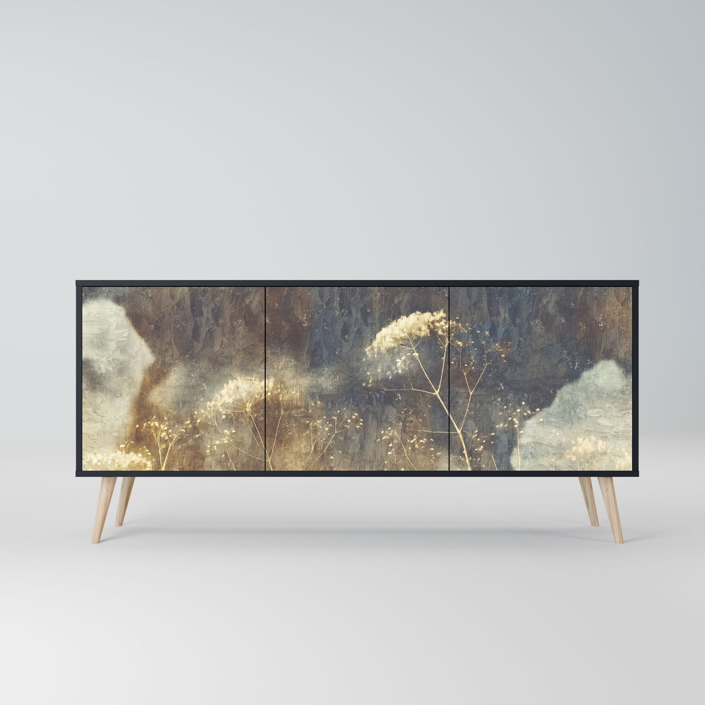 GENTLE POWER 3-Door Sideboard in Black Finish